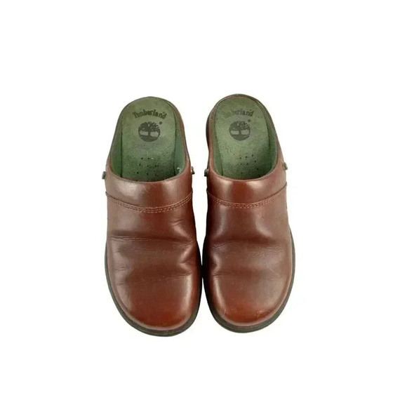 Timberland Shoes Womens 6.5M Mules Slip On Comfort Round Toe Brown Leather - Picture 9 of 10